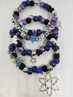 Handmade Cosmic Vibes Beaded Stackable Kandi Bracelets